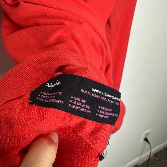 Rapha Women's Lightweight Merino Breton Sweater Women's S Coral Striped pullover - Picture 7 of 7